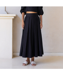 Isla Black Pleated Maxi Skirt