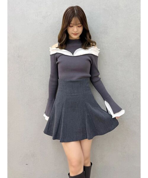 MERCURYDUO（マーキュリーデュオ）の「プリーツフリル使いニット（ニット/セーター・レディース・チャコールグレー/オフホワイト/ベージュ・FREE）」の16枚目の写真