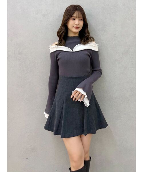 MERCURYDUO（マーキュリーデュオ）の「プリーツフリル使いニット（ニット/セーター・レディース・チャコールグレー/オフホワイト/ベージュ・FREE）」の17枚目の写真