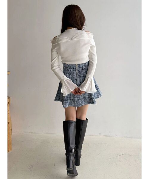 MERCURYDUO（マーキュリーデュオ）の「プリーツフリル使いニット（ニット/セーター・レディース・チャコールグレー/オフホワイト/ベージュ・FREE）」の13枚目の写真