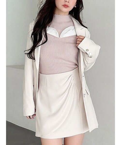 MERCURYDUO（マーキュリーデュオ）の「プリーツフリル使いニット（ニット/セーター・レディース・チャコールグレー/オフホワイト/ベージュ・FREE）」の9枚目の写真