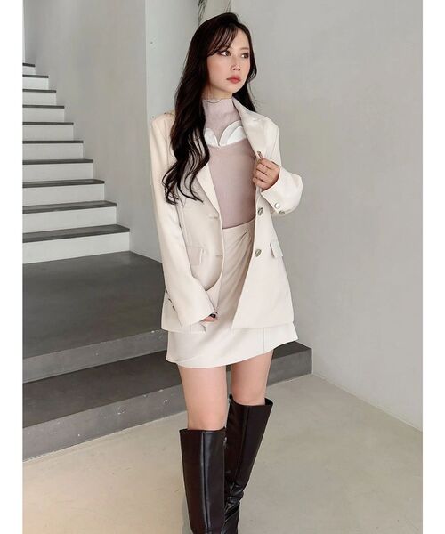 MERCURYDUO（マーキュリーデュオ）の「プリーツフリル使いニット（ニット/セーター・レディース・チャコールグレー/オフホワイト/ベージュ・FREE）」の10枚目の写真