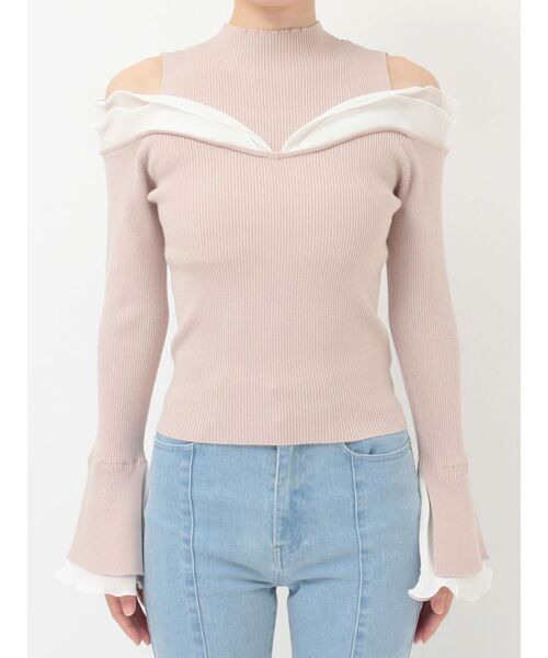 MERCURYDUO（マーキュリーデュオ）の「プリーツフリル使いニット（ニット/セーター・レディース・チャコールグレー/オフホワイト/ベージュ・FREE）」の18枚目の写真