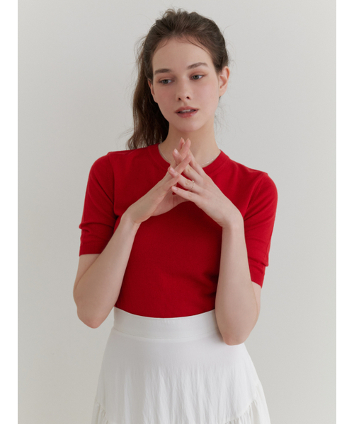 RE_L(リエル)の「Sandy half knit (red)(ニット/セーター・レディース・その他・FREE)」の1枚目の写真