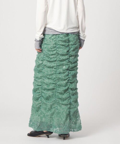 EMMEL REFINES（エメルリファインズ）の「＜EMMEL REFINES＞EM ドットペタル ギャザースカート（スカート・レディース・オフホワイト/ライム・M/S）」の3枚目の写真