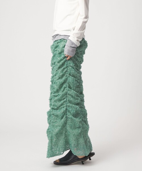 EMMEL REFINES（エメルリファインズ）の「＜EMMEL REFINES＞EM ドットペタル ギャザースカート（スカート・レディース・オフホワイト/ライム・M/S）」の5枚目の写真