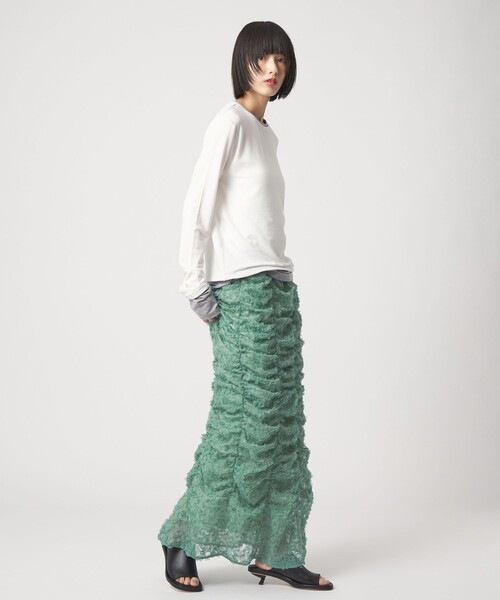 EMMEL REFINES（エメルリファインズ）の「＜EMMEL REFINES＞EM ドットペタル ギャザースカート（スカート・レディース・オフホワイト/ライム・M/S）」の8枚目の写真