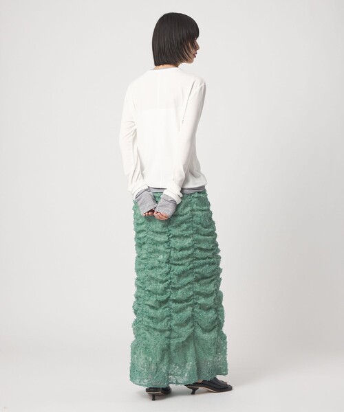 EMMEL REFINES（エメルリファインズ）の「＜EMMEL REFINES＞EM ドットペタル ギャザースカート（スカート・レディース・オフホワイト/ライム・M/S）」の9枚目の写真