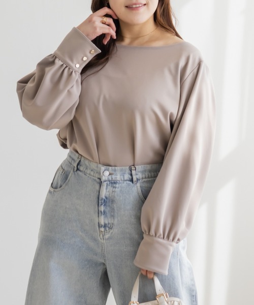 CLETTE（クレット）の「CLETTEオリジナルボートネックカットソーブラウス（シャツ/ブラウス・レディース・ブラック/ピンクベージュ/ホワイト・4L/3L/LL）」の10枚目の写真