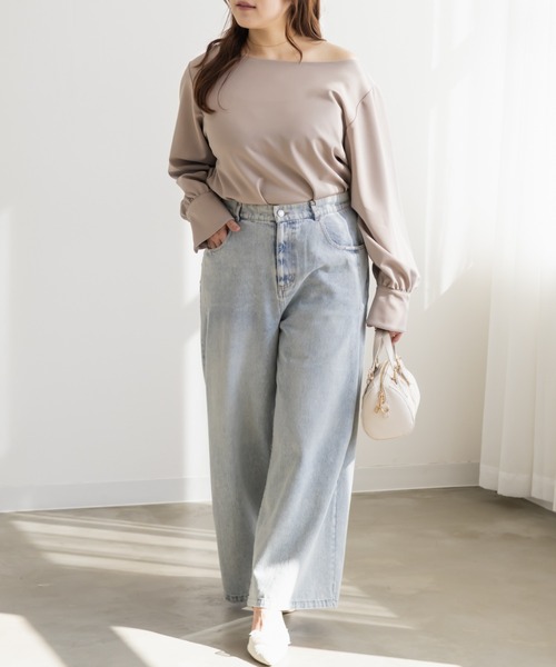 CLETTE（クレット）の「CLETTEオリジナルボートネックカットソーブラウス（シャツ/ブラウス・レディース・ブラック/ピンクベージュ/ホワイト・4L/3L/LL）」の12枚目の写真