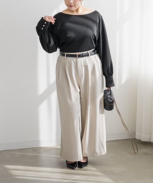 CLETTE（クレット）の「CLETTEオリジナルボートネックカットソーブラウス（シャツ/ブラウス・レディース・ブラック/ピンクベージュ/ホワイト・4L/3L/LL）」の8枚目の写真