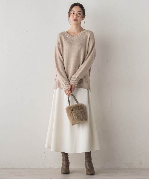 Droite lautreamont（ドロワットロートレアモン）の「両面起毛ストレッチスカート≪洗濯機で洗える≫（スカート・レディース・オフホワイト/キャメル/ブラック・M）」の15枚目の写真