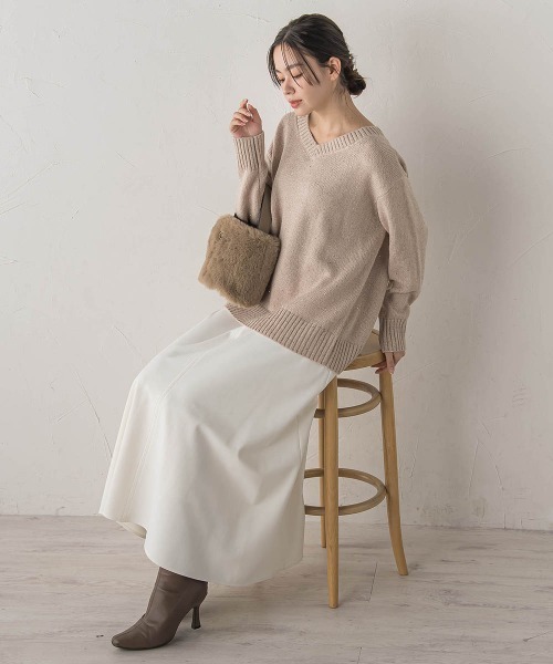 Droite lautreamont（ドロワットロートレアモン）の「両面起毛ストレッチスカート≪洗濯機で洗える≫（スカート・レディース・オフホワイト/キャメル/ブラック・M）」の18枚目の写真