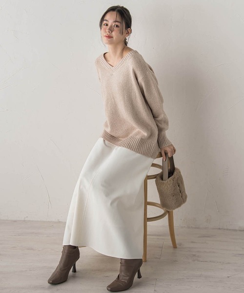 Droite lautreamont（ドロワットロートレアモン）の「両面起毛ストレッチスカート≪洗濯機で洗える≫（スカート・レディース・オフホワイト/キャメル/ブラック・M）」の19枚目の写真