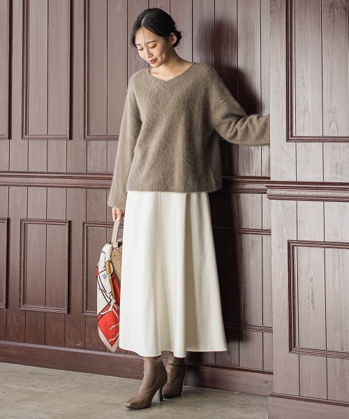 Droite lautreamont（ドロワットロートレアモン）の「両面起毛ストレッチスカート≪洗濯機で洗える≫（スカート・レディース・オフホワイト/キャメル/ブラック・M）」の10枚目の写真