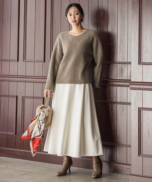 Droite lautreamont（ドロワットロートレアモン）の「両面起毛ストレッチスカート≪洗濯機で洗える≫（スカート・レディース・オフホワイト/キャメル/ブラック・M）」の11枚目の写真