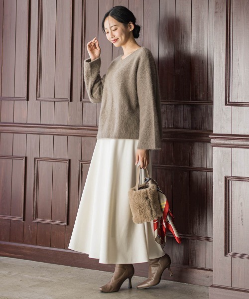 Droite lautreamont（ドロワットロートレアモン）の「両面起毛ストレッチスカート≪洗濯機で洗える≫（スカート・レディース・オフホワイト/キャメル/ブラック・M）」の12枚目の写真