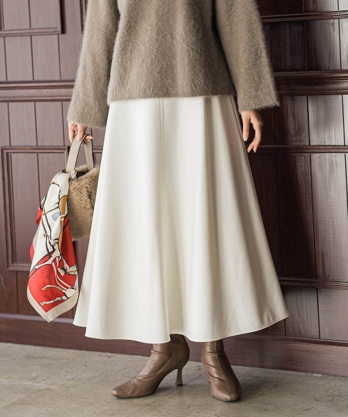 Droite lautreamont（ドロワットロートレアモン）の「両面起毛ストレッチスカート≪洗濯機で洗える≫（スカート・レディース・オフホワイト/キャメル/ブラック・M）」の4枚目の写真