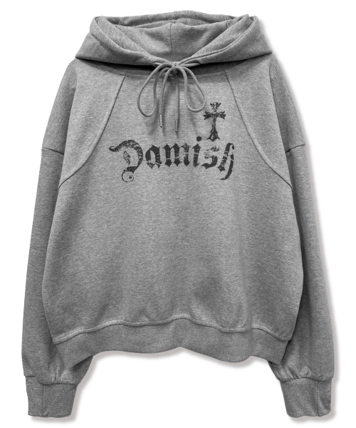 DAMISH(ダミシュ)の「ゴシッククロスアーチレタリングフード_グレー(パーカー・レディース・グレー・MEDIUM/LARGE)」の4枚目の写真