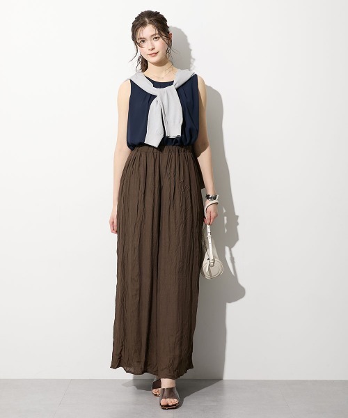 slattgir（スラットジール）の「高身長　ふわっと軽やかスラブワイドパンツ（トールサイズ）（その他パンツ・レディース・グレイッシュベージュ/パープル/ブラック/モカ・T3L/TLL/TL/TM/T5L/T4L）」の5枚目の写真