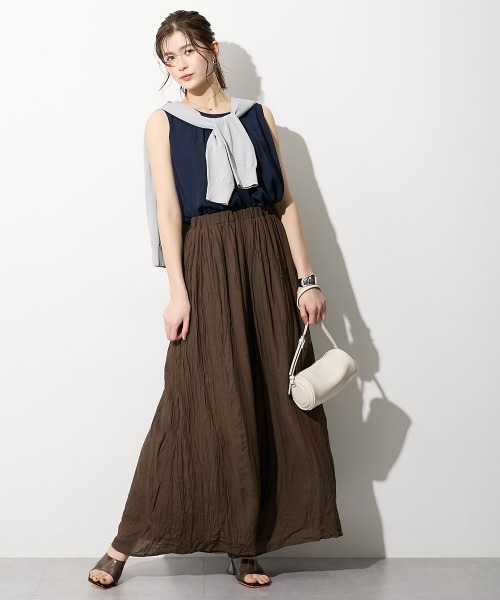 slattgir（スラットジール）の「高身長　ふわっと軽やかスラブワイドパンツ（トールサイズ）（その他パンツ・レディース・グレイッシュベージュ/パープル/ブラック/モカ・T3L/TLL/TL/TM/T5L/T4L）」の7枚目の写真