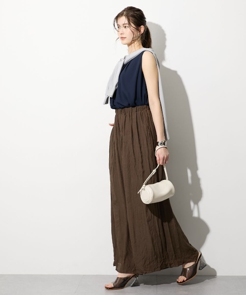 slattgir（スラットジール）の「高身長　ふわっと軽やかスラブワイドパンツ（トールサイズ）（その他パンツ・レディース・グレイッシュベージュ/パープル/ブラック/モカ・T3L/TLL/TL/TM/T5L/T4L）」の9枚目の写真