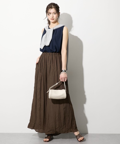 slattgir（スラットジール）の「高身長　ふわっと軽やかスラブワイドパンツ（トールサイズ）（その他パンツ・レディース・グレイッシュベージュ/パープル/ブラック/モカ・T3L/TLL/TL/TM/T5L/T4L）」の10枚目の写真