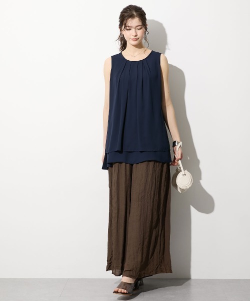 slattgir（スラットジール）の「高身長　ふわっと軽やかスラブワイドパンツ（トールサイズ）（その他パンツ・レディース・グレイッシュベージュ/パープル/ブラック/モカ・T3L/TLL/TL/TM/T5L/T4L）」の12枚目の写真