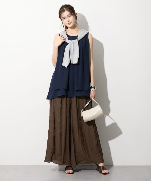 slattgir（スラットジール）の「高身長　ふわっと軽やかスラブワイドパンツ（トールサイズ）（その他パンツ・レディース・グレイッシュベージュ/パープル/ブラック/モカ・T3L/TLL/TL/TM/T5L/T4L）」の16枚目の写真