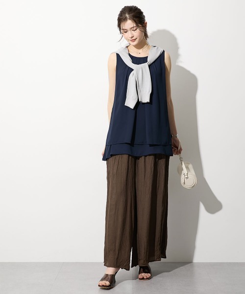 slattgir（スラットジール）の「高身長　ふわっと軽やかスラブワイドパンツ（トールサイズ）（その他パンツ・レディース・グレイッシュベージュ/パープル/ブラック/モカ・T3L/TLL/TL/TM/T5L/T4L）」の17枚目の写真