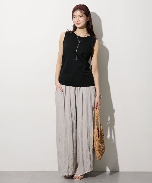 slattgir（スラットジール）の「高身長　ふわっと軽やかスラブワイドパンツ（トールサイズ）（その他パンツ・レディース・グレイッシュベージュ/パープル/ブラック/モカ・T3L/TLL/TL/TM/T5L/T4L）」の19枚目の写真