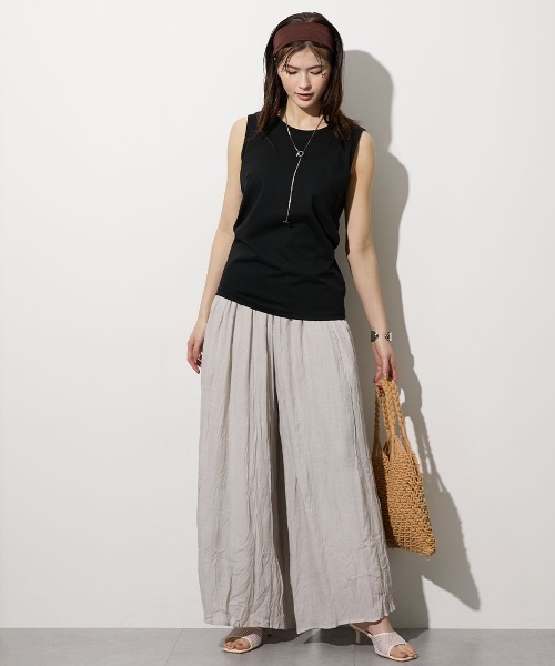 slattgir（スラットジール）の「高身長　ふわっと軽やかスラブワイドパンツ（トールサイズ）（その他パンツ・レディース・グレイッシュベージュ/パープル/ブラック/モカ・T3L/TLL/TL/TM/T5L/T4L）」の21枚目の写真