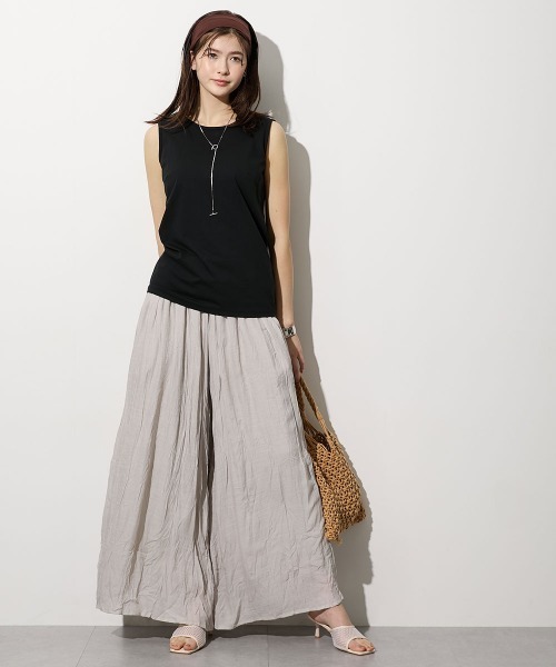 slattgir（スラットジール）の「高身長　ふわっと軽やかスラブワイドパンツ（トールサイズ）（その他パンツ・レディース・グレイッシュベージュ/パープル/ブラック/モカ・T3L/TLL/TL/TM/T5L/T4L）」の22枚目の写真