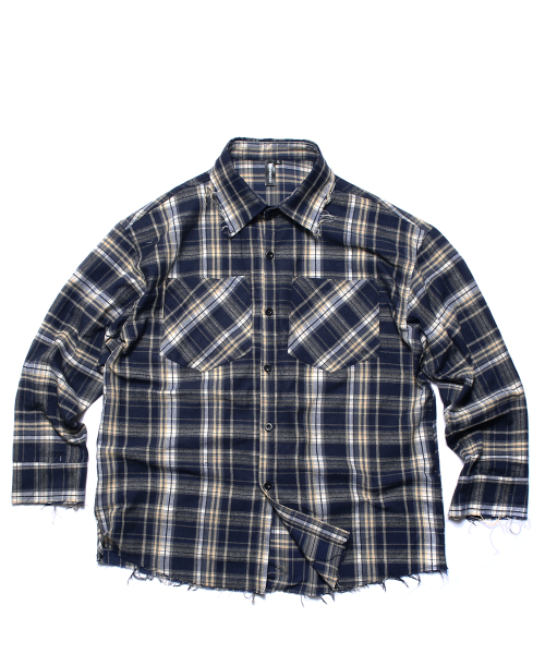 ROCKPSYCHO(ロックサイコ)の「デミジチェックシャツブルー(シャツ/ブラウス・メンズ・ブルー・X-LARGE/LARGE)」の1枚目の写真
