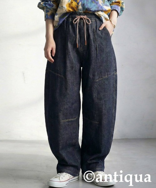 antiqua(アンティカ)の「立体カーブ デニムパンツ(デニムパンツ・レディース・ブルー系その他・ONESIZE)」の1枚目の写真