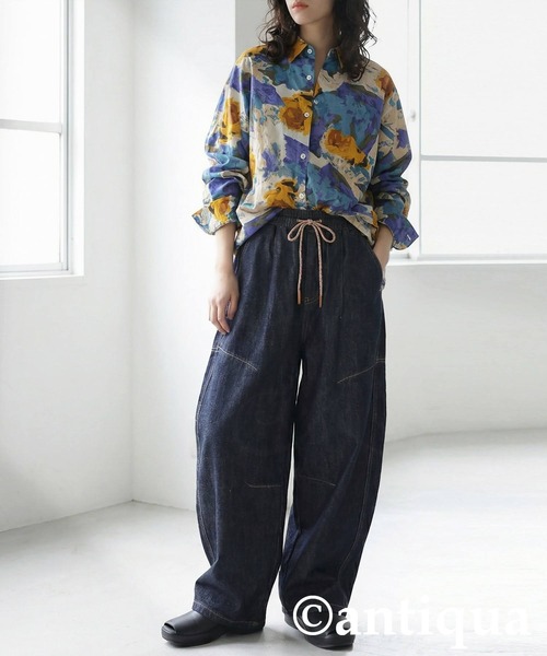 antiqua(アンティカ)の「立体カーブ デニムパンツ(デニムパンツ・レディース・ブルー系その他・ONESIZE)」の2枚目の写真