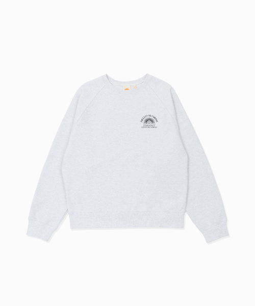 HELLO SUNRISE(ハローサンライズ)の「HS Logo Raglan Sweatshirt_L.Gray(スウェット・レディース・ライトグレー・SMALL/MEDIUM/LARGE)」の1枚目の写真