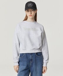 YESTERDAYS PAPER CROP SWEATSHIRT-WHITE MELANGE