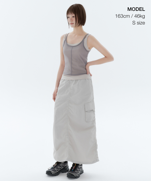 MUSINSA STANDARD WOMAN（ムシンサスタンダードウーマン）の「ウィメンズナイロンパラシュートスカート[アッシュグレー]（スカート・レディース・その他・LARGE/MEDIUM/SMALL/X-SMALL）」の14枚目の写真