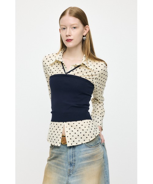 MOUSSY(マウジー)の「【26年SS新作】KNIT BARE トップス(チューブトップ・レディース・ネイビー/杢グレー・FREE)」の10枚目の写真