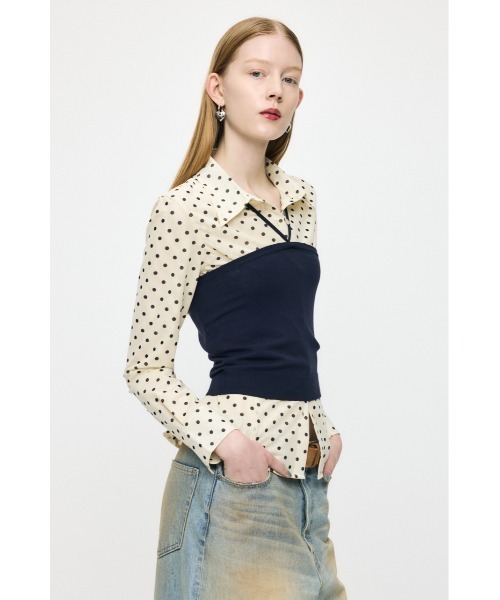 MOUSSY(マウジー)の「【26年SS新作】KNIT BARE トップス(チューブトップ・レディース・ネイビー/杢グレー・FREE)」の11枚目の写真