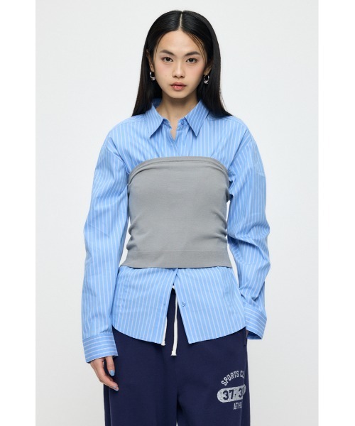 MOUSSY(マウジー)の「【26年SS新作】KNIT BARE トップス(チューブトップ・レディース・ネイビー/杢グレー・FREE)」の16枚目の写真