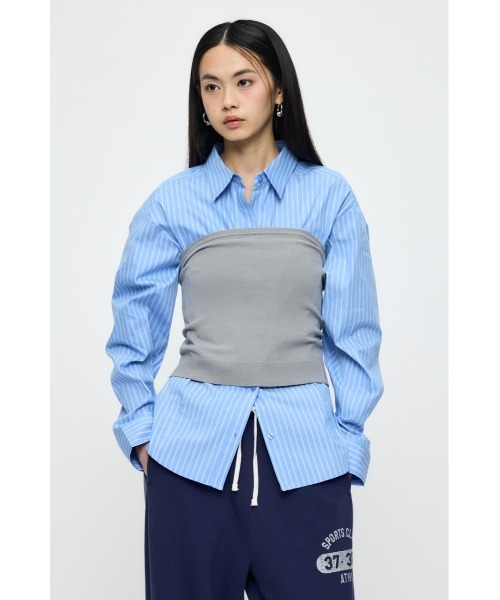 MOUSSY(マウジー)の「【26年SS新作】KNIT BARE トップス(チューブトップ・レディース・ネイビー/杢グレー・FREE)」の12枚目の写真