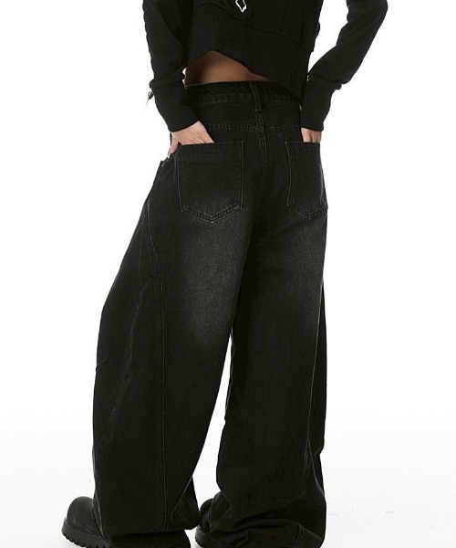 almo(アルモ)の「【LAMPOON】アイレットデザインカーブデニムパンツ(デニムパンツ・レディース・ブラック・MEDIUM/SMALL/X-LARGE/LARGE)」の15枚目の写真