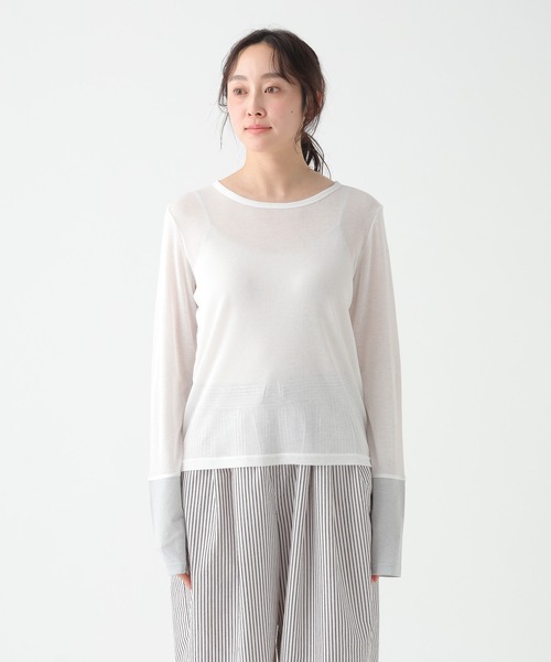 Elura（エルーラ）の「≪前後2way≫スリーブラメ切り替えプルオーバー/655086（Tシャツ/カットソー・レディース・ホワイト×シルバー/ブラック×シルバー/グレー×ピンク・FREE）」の15枚目の写真