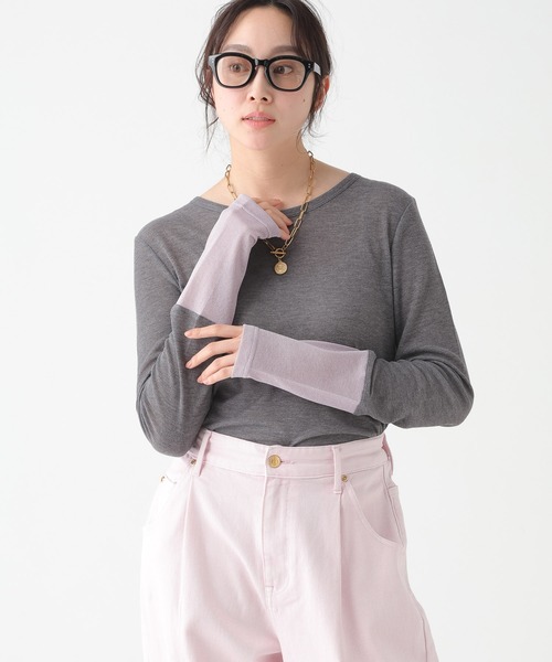 Elura（エルーラ）の「≪前後2way≫スリーブラメ切り替えプルオーバー/655086（Tシャツ/カットソー・レディース・ホワイト×シルバー/ブラック×シルバー/グレー×ピンク・FREE）」の9枚目の写真