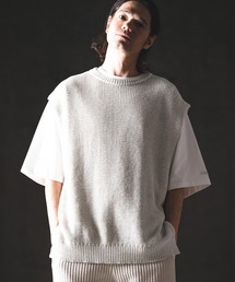 GLIMCLAP（グリムクラップ）の「mcg3763-Soft Gauge Knit Vest ニットベスト(201-012-gls-cg)（ベスト）」