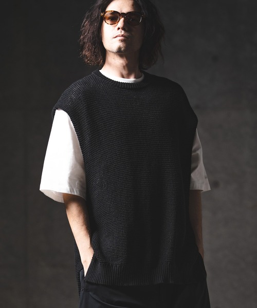GLIMCLAP(グリムクラップ)の「mcg3763-Soft Gauge Knit Vest ニットベスト(201-012-gls-cg)(ベスト・メンズ・グレー/オフホワイト/ブルー/ブラック・S/L/M)」の12枚目の写真