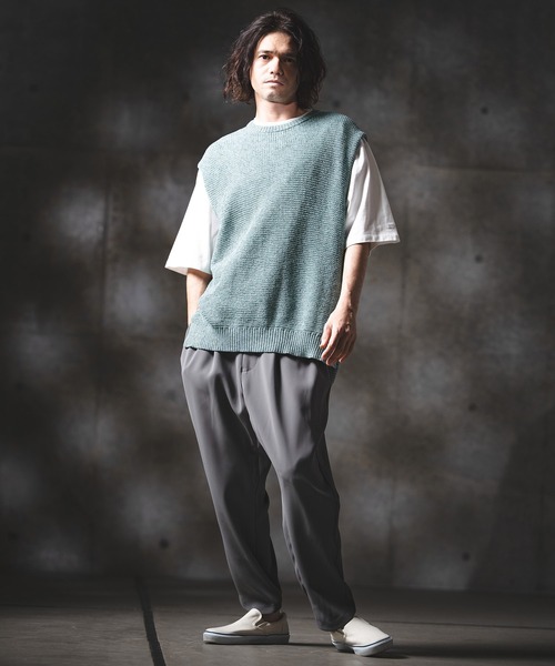 GLIMCLAP(グリムクラップ)の「mcg3763-Soft Gauge Knit Vest ニットベスト(201-012-gls-cg)(ベスト・メンズ・グレー/オフホワイト/ブルー/ブラック・S/L/M)」の19枚目の写真