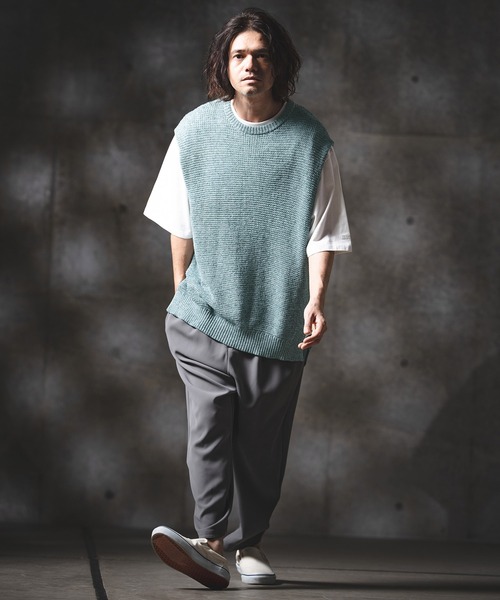 GLIMCLAP(グリムクラップ)の「mcg3763-Soft Gauge Knit Vest ニットベスト(201-012-gls-cg)(ベスト・メンズ・グレー/オフホワイト/ブルー/ブラック・S/L/M)」の20枚目の写真